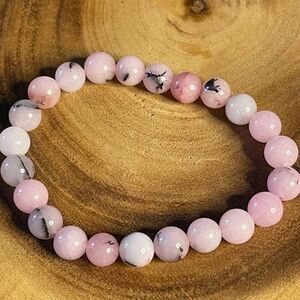 Pink opal 8mm stretch bracelet beaded bracelet 7” stretch crystal healing natura